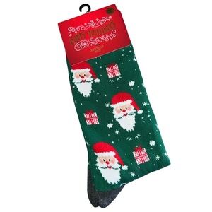 🍄 3/$25 Santa Claus Green Christmas Holiday Novelty Socks Men’s NWT